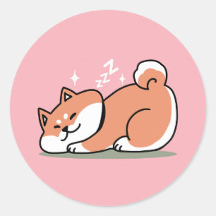 Just a Shiba Lying Low: Cute Shiba Inu Design Classic Round Sticker