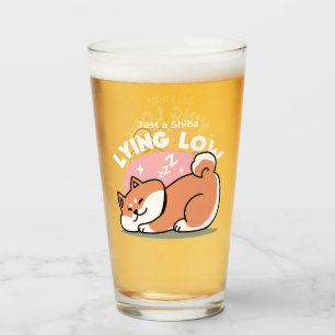 Just a Shiba Lying Low: Cute Shiba Inu Design Glass