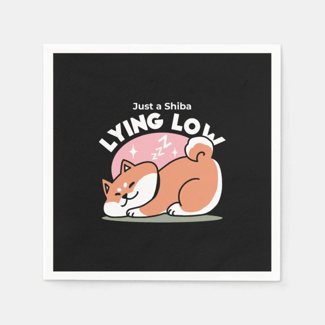 Just a Shiba Lying Low: Cute Shiba Inu Design Napkin (Front)