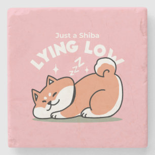 Just a Shiba Lying Low: Cute Shiba Inu Design Stone Coaster