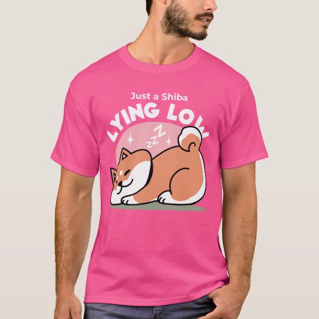 Just a Shiba Lying Low: Cute Shiba Inu Design T-Shirt (Front)