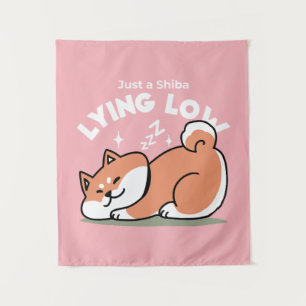 Just a Shiba Lying Low: Cute Shiba Inu Design Tapestry