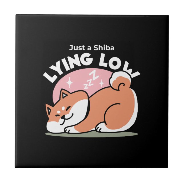 Just a Shiba Lying Low: Cute Shiba Inu Design Tile (Front)