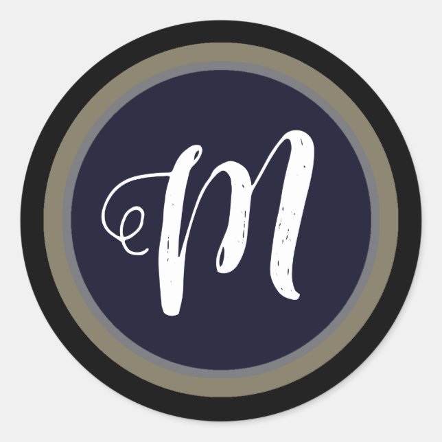 just a simple circle monogrammed  classic round sticker (Front)