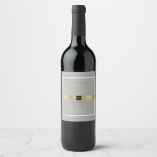 just a simple & elegant wedding monogram on grey wine label