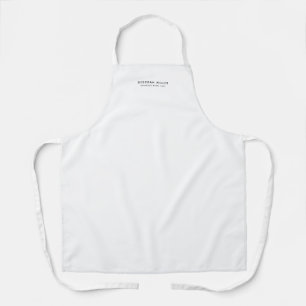 just a simple minimalist white apron with name