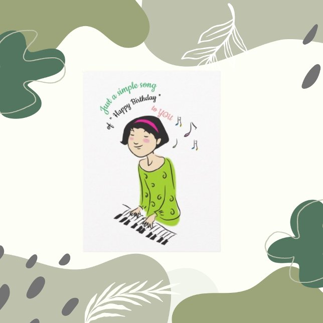 Just a Simple Song,  Girl Singing Birthday Song  Card (Creator Uploaded)