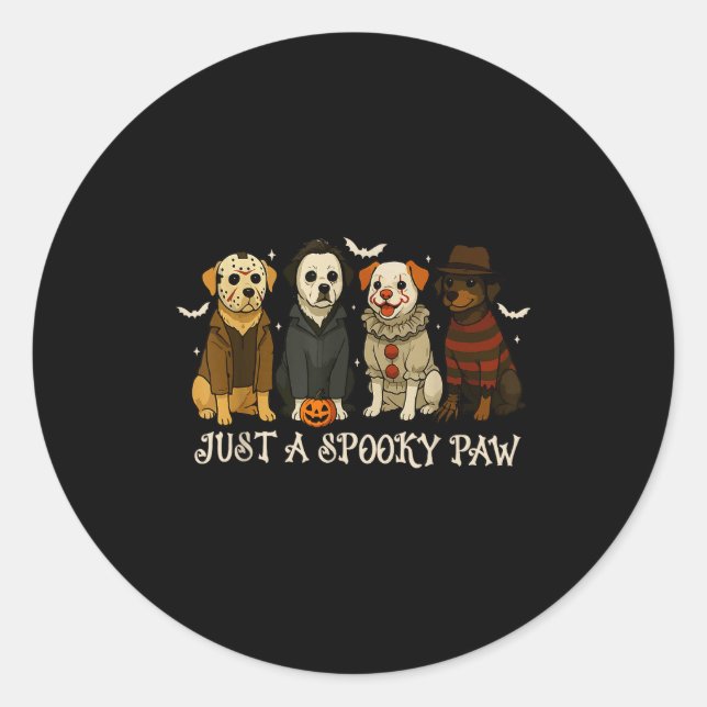 Just A Soky Paw Funny Dog Halloween Characters  Classic Round Sticker (Front)