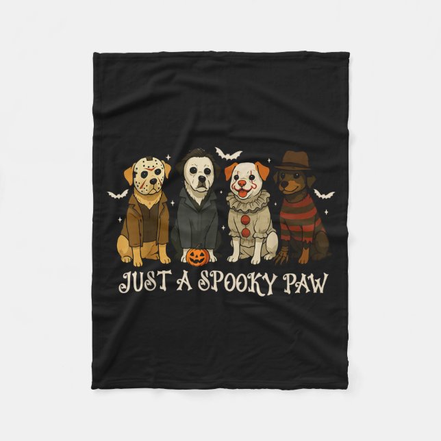 Just A Soky Paw Funny Dog Halloween Characters  Fleece Blanket (Front)