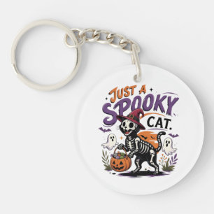 Just a Spooky Cat Halloween Key Ring