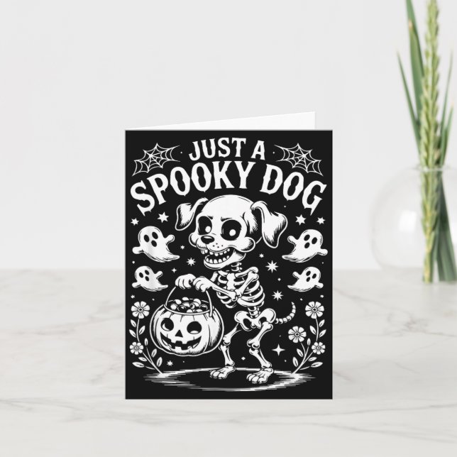 Just A Spooky Dog Skeleton Funny Halloween Costume Card (Front)