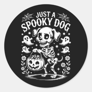 Just A Spooky Dog Skeleton Funny Halloween Costume Classic Round Sticker