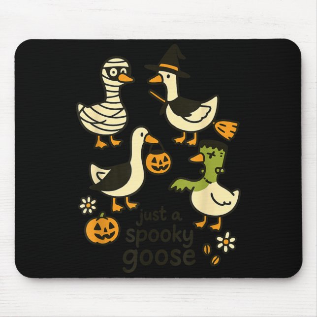 Just A Spooky Goose Funny Halloween Cartoon Mouse Pad (Front)