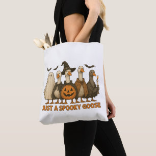 Just A Spooky Goose Halloween For Boy Girl Pumpkin Tote Bag