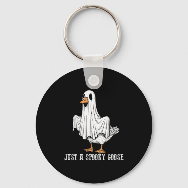 Just A Spooky Goose Halloween Funny Animal Ghost  Key Ring (Front)