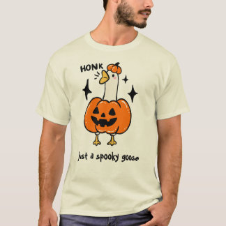 Just A Spooky Goose Shirt, Pumpkin Goose Halloween T-Shirt