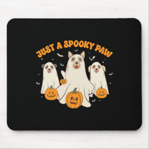 Just A Spooky Paw Cute Ghost Dogs Funny Halloween Mouse Pad