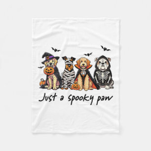 Just A Spooky Paw Funny Dog Halloween Ghost Costum Fleece Blanket