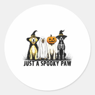 Just A Spooky Paw Ghost Dog Halloween Classic Round Sticker