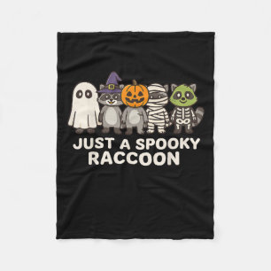 Just A Spooky Raccoon Halloween Costume Cartoon De Fleece Blanket