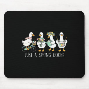 Just A Spring Goose Floral Silly Goose Happy Easte Mouse Pad