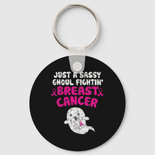 Just A Sy Ghoul Fighting Breast Cancer Halloween G Key Ring