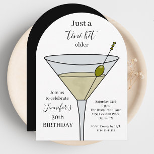 Just a Tini Bit Older 30th Birthday Party White Invitation
