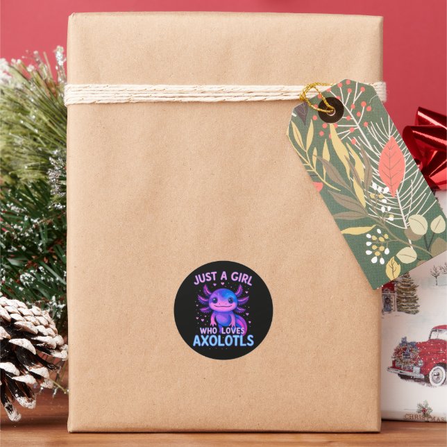 Just A Who Loves Axolotls Classic Round Sticker (Holiday)