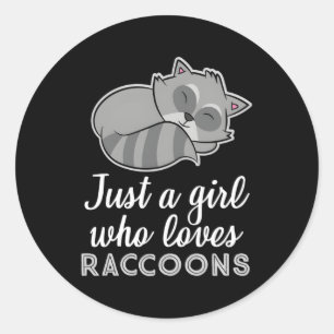 Just A Who Loves Raccoons Racoon Classic Round Sticker