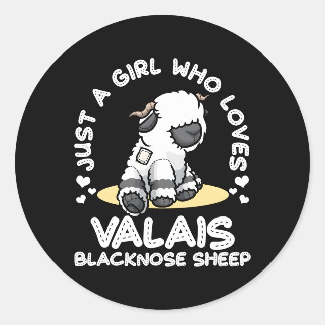 Just A Who Loves Valais Blacknose Sheep Classic Round Sticker (Front)