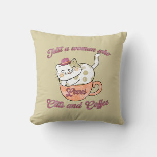 Just a Woman Who Loves Cats and Coffee Cushion