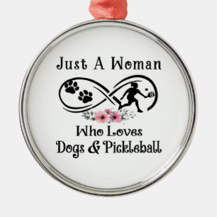 just a woman who loves dogs and Pickleball Metal Tree Decoration