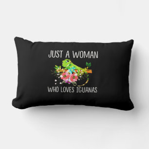 Just a woman who loves Iguanas Lumbar Cushion