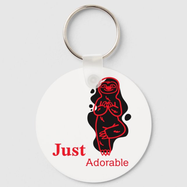 Just adorable black monkey and red text   key ring (Front)