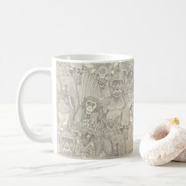 just african jungle animals natural pearl coffee mug (With Donut)