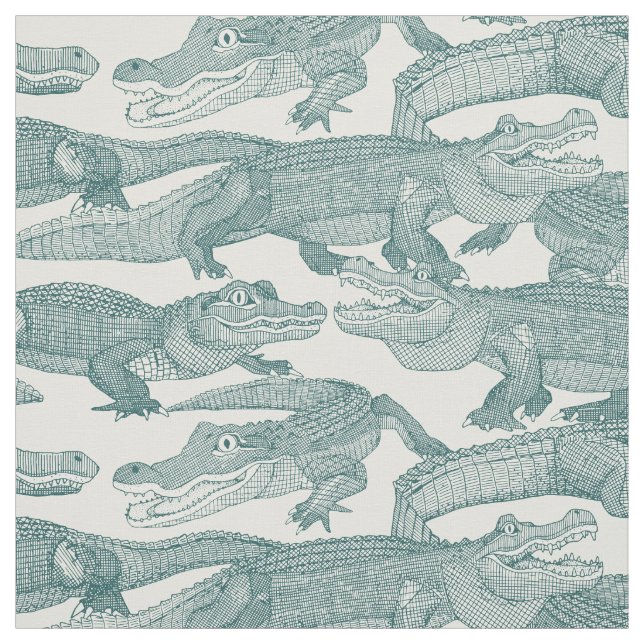 just alligators jade fabric (Swatch)