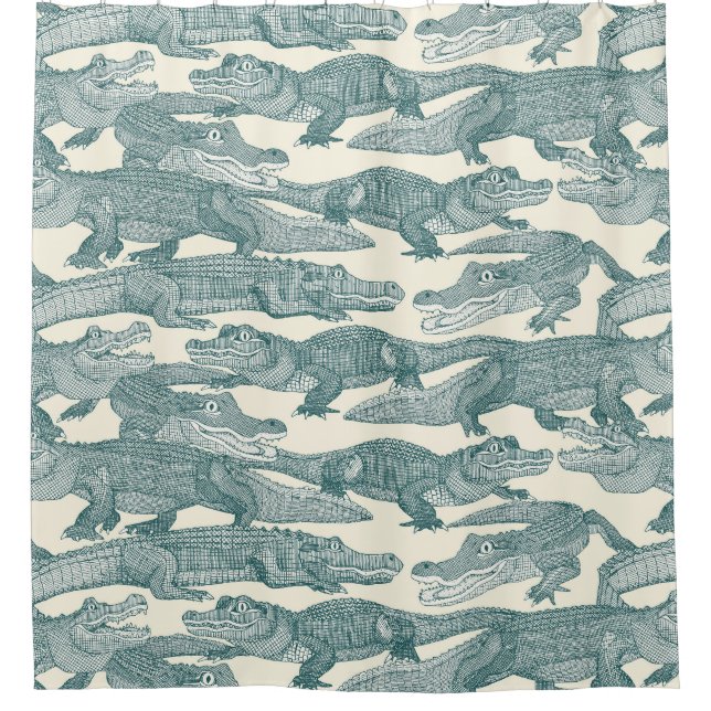just alligators jade shower curtain (Front)