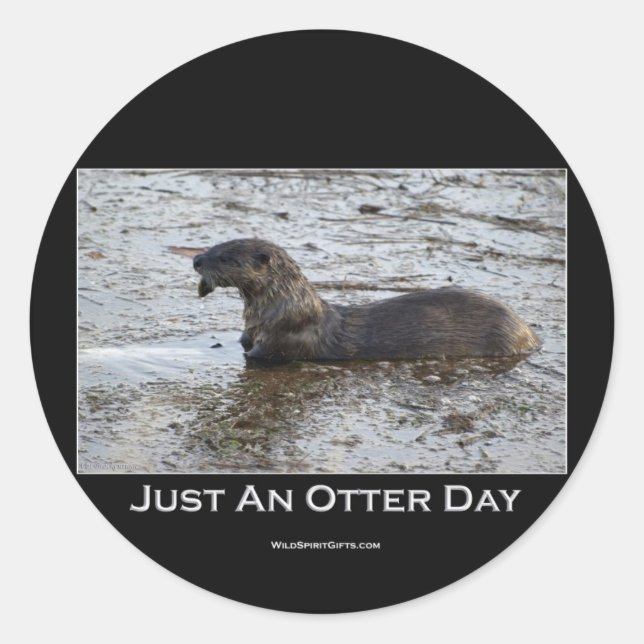 Just an Otter Day Gifts Classic Round Sticker (Front)