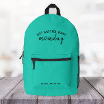 Just Another Manic Momday | Super Mum Trendy Green Printed Backpack<br><div class="desc">Simply,  stylish "Just another manic momday" custom design in modern typography with a fun take on the song Manic Monday for busy moms on a trendy green background! The perfect unique and trendy gift for a new mum,  mother's day,  mum's birthday or just because!</div>