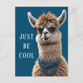 Just Be Cool Smile Llama Funky Alpaca Sunglasses Postcard