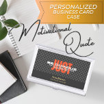 "Just Be Curious" Motivational Quote Consultant  Business Card Holder<br><div class="desc">Professional business card case with "Just Be Curious" motivational theme. This design features a checked pattern background with an eye catching and vibrant orange colour of a word "JUST" while the white text placed on top of it, making it stylish and modern look. Personalise this template by adding name and...</div>