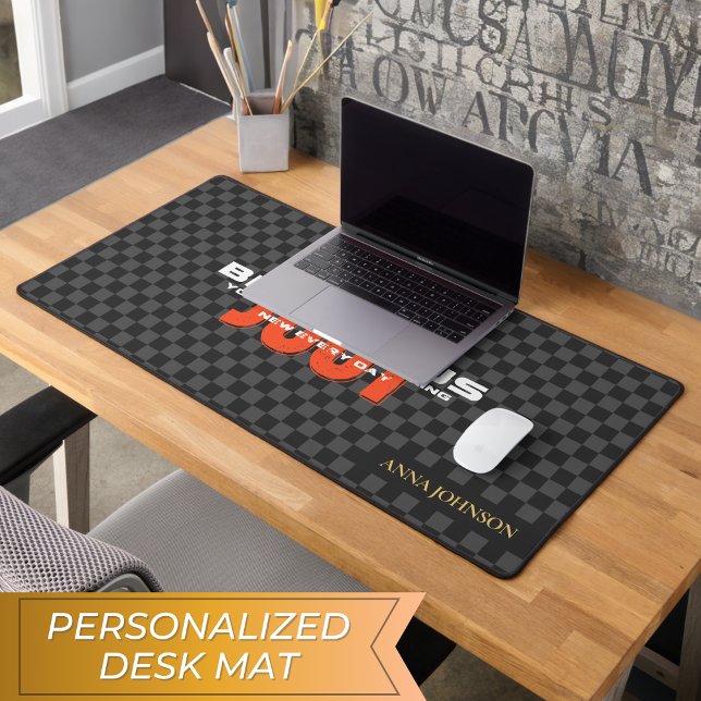 "Just Be Curious" Positive Quote Personalised Name Desk Mat (Creator Uploaded)