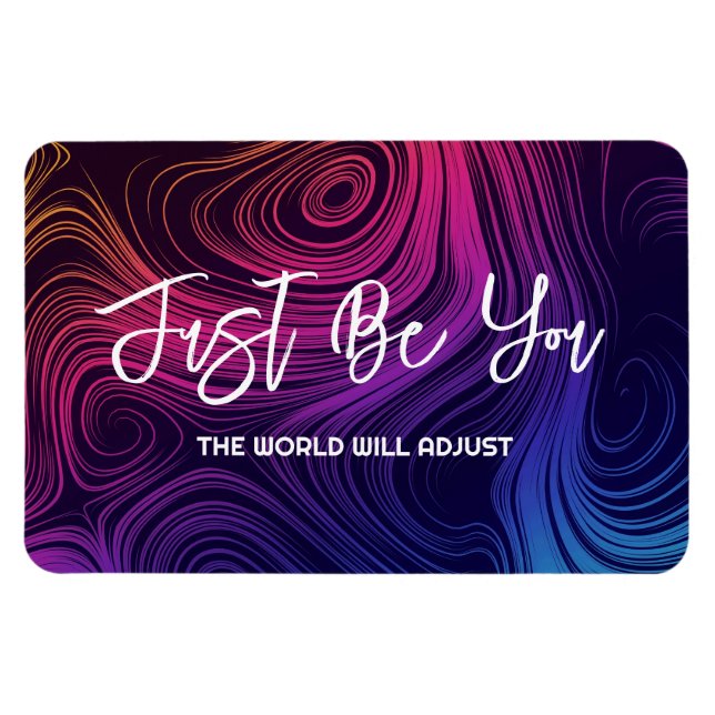 Just be You Groovy Colourful Rainbow Swirls Magnet (Horizontal)