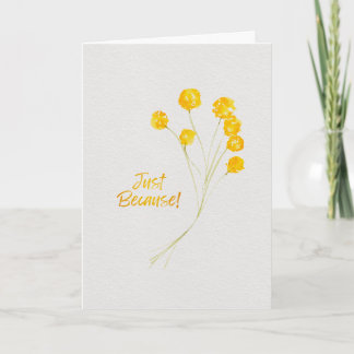 Just Because Yellow Billy Buttons Watercolor Card