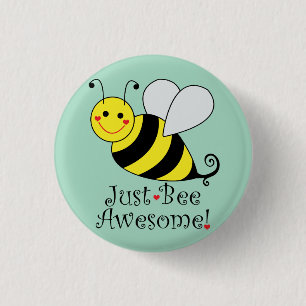 Just Bee Awesome Bumble Bee 3 Cm Round Badge