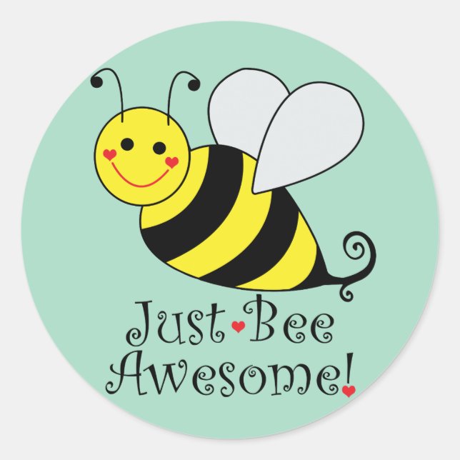Just Bee Awesome Bumble Bee Classic Round Sticker (Front)