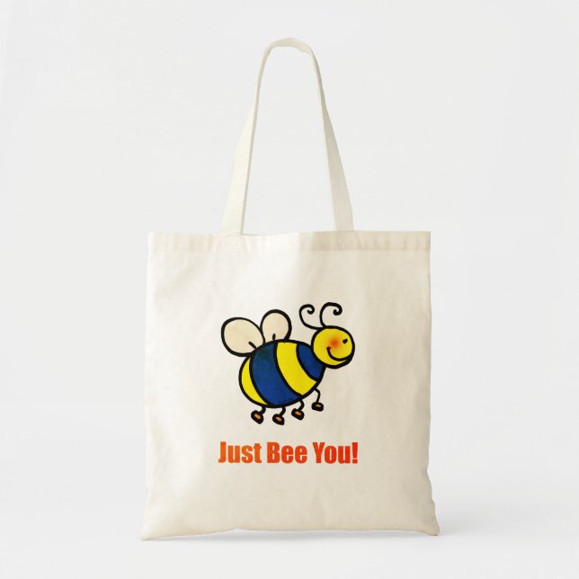 Just Bee You Happy Cartoon Bee Tote Bag (Front)