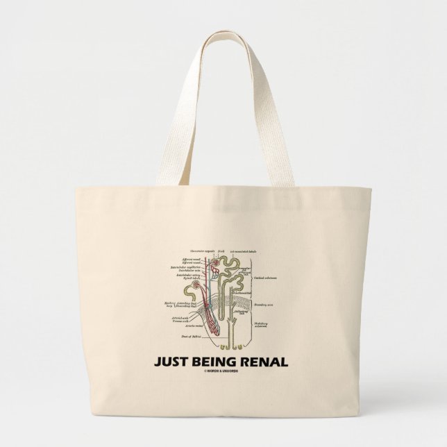 Just Being Renal (Kidney Nephron) Large Tote Bag (Front)