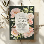 Just Blush Floral 16th Birthday  Invitation<br><div class="desc">Celebrate your milestone with unmatched grace and elegance with our Just Blush Floral 16th Birthday Invitation. Adorned in a symphony of pink botanicals, sage greenery, and eucalyptus on a plush forest green canvas, these invites are a testament to timeless beauty. Coupled with our easy-to-customise template, these invitations are not just...</div>