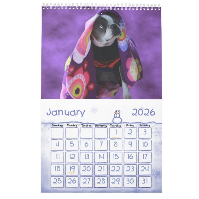 Just Bostons Calendar (Jan 2026)